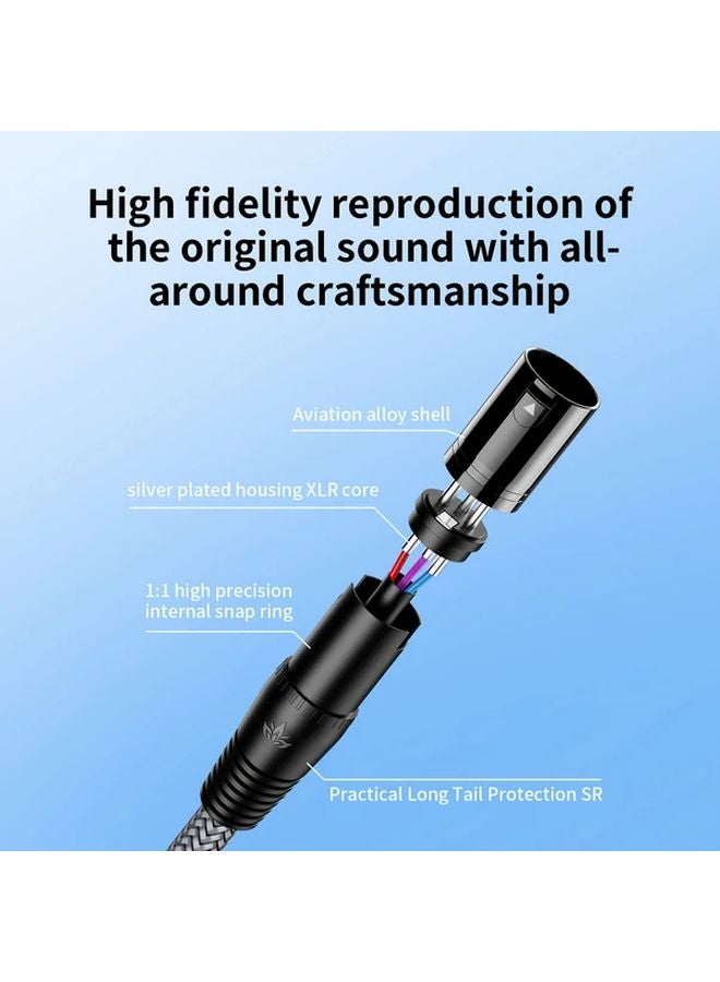 كابل ميكروفون RIKSOIN XLR من ذكر إلى أنثى 3 دبابيس مضفر من النايلون 2 متر مثالي لتسجيل الاستوديو والإنتاج المباشر - Image 4