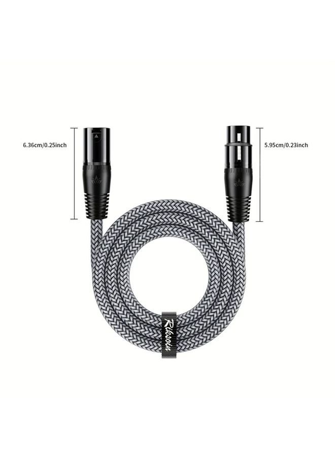 كابل ميكروفون RIKSOIN XLR من ذكر إلى أنثى 3 دبابيس مضفر من النايلون 2 متر مثالي لتسجيل الاستوديو والإنتاج المباشر - Image 2