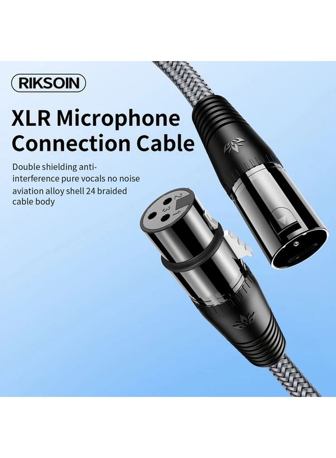 كابل ميكروفون RIKSOIN XLR من ذكر إلى أنثى 3 دبابيس مضفر من النايلون 2 متر مثالي لتسجيل الاستوديو والإنتاج المباشر - Image 1