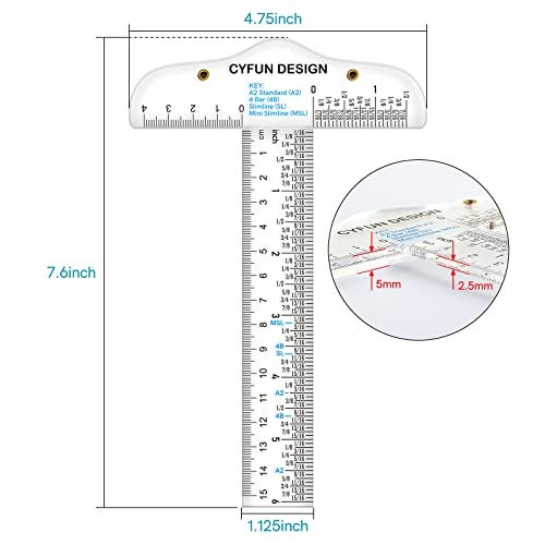 CYFUN DESIGN 6 Inches Acrylic Clear T-Square Ruler,1 Pack,T Square Ruler,Transparent,T Ruler,for Crafting Drafting and General Layout Work Art Framing & Drafting Scrapbooking Crafting Arts Crafts Supplies Tools - Image 2