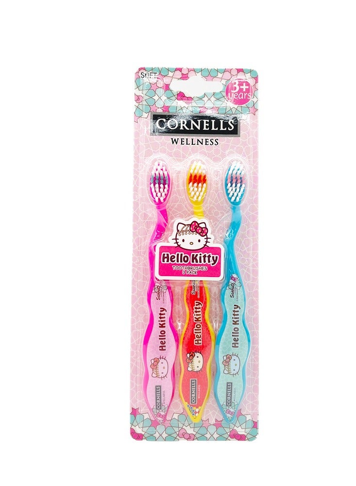 CORNELLS WELLNESS Cornells Hello Kitty 3pk Kids Toothbrush - Image 1