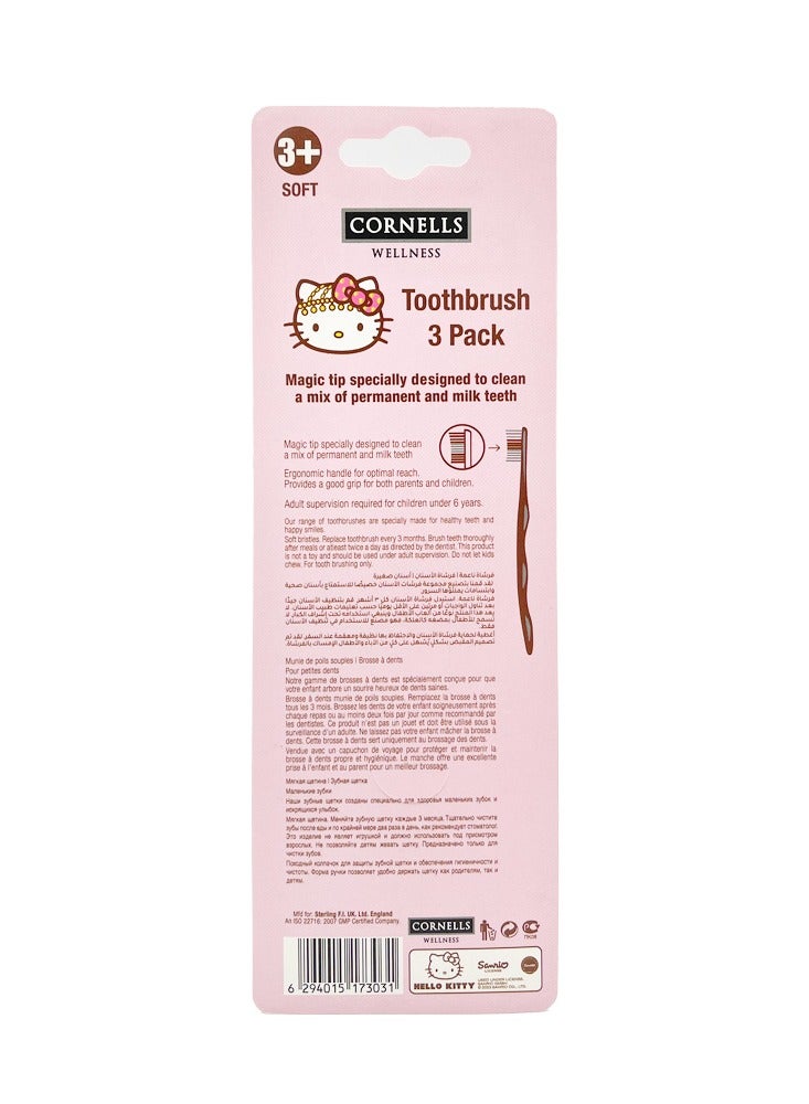 CORNELLS WELLNESS Cornells Hello Kitty 3pk Kids Toothbrush - Image 2
