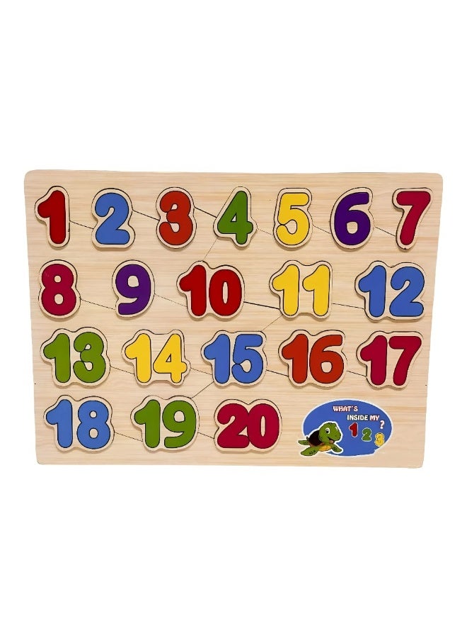 بازل خشب الارقام الانجليزية للأطفال – لعبة تعليمية لتنمية المهارات وتعليم الارقام – قطع ملونة ثلاثية الأبعاد مع أماكن مخصصة لكل رقم متعدد الالوان - Image 1