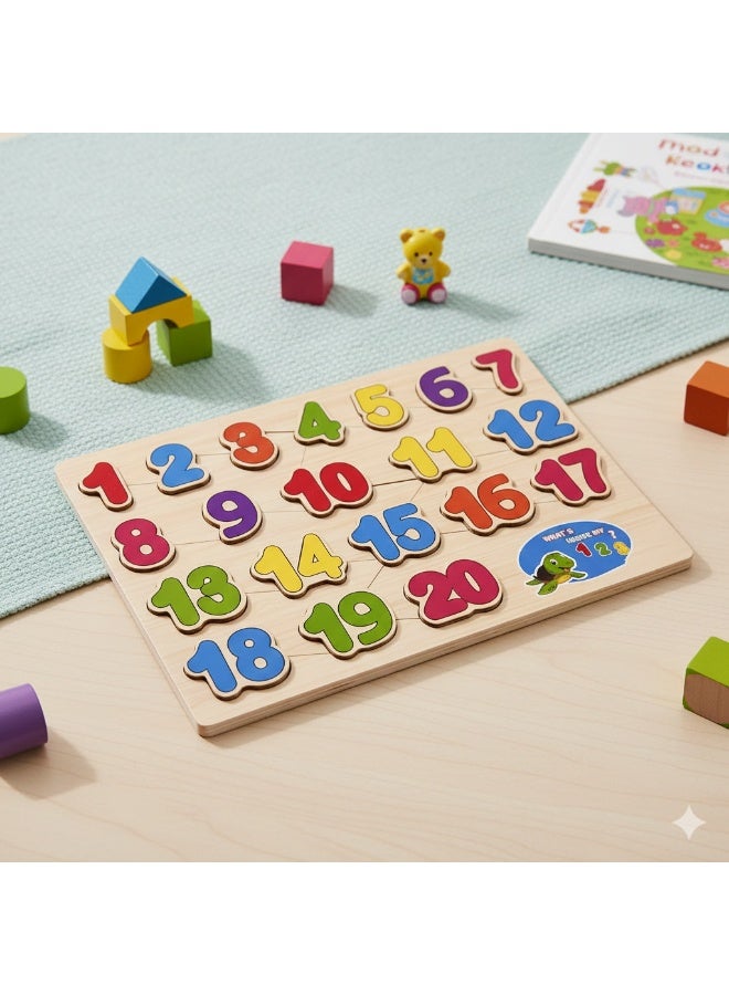 بازل خشب الارقام الانجليزية للأطفال – لعبة تعليمية لتنمية المهارات وتعليم الارقام – قطع ملونة ثلاثية الأبعاد مع أماكن مخصصة لكل رقم متعدد الالوان - Image 3