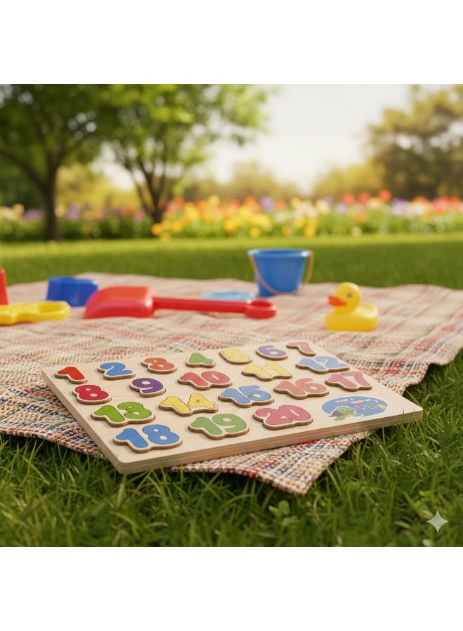بازل خشب الارقام الانجليزية للأطفال – لعبة تعليمية لتنمية المهارات وتعليم الارقام – قطع ملونة ثلاثية الأبعاد مع أماكن مخصصة لكل رقم متعدد الالوان - Image 4