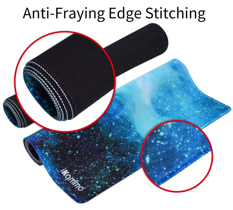 iKammo Large Galaxy Desk Mat Mouse Pad Big DeskPad Desk Cover Extended Cute Computer Mouse Pad XXL Big Office Desk Mouse Mat/Pad with Waterproof Surface-Optimized Gaming Surface (XXL-038, Blue Galaxy) - Image 4