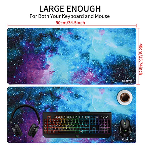 iKammo Large Galaxy Desk Mat Mouse Pad Big DeskPad Desk Cover Extended Cute Computer Mouse Pad XXL Big Office Desk Mouse Mat/Pad with Waterproof Surface-Optimized Gaming Surface (XXL-038, Blue Galaxy) - Image 2