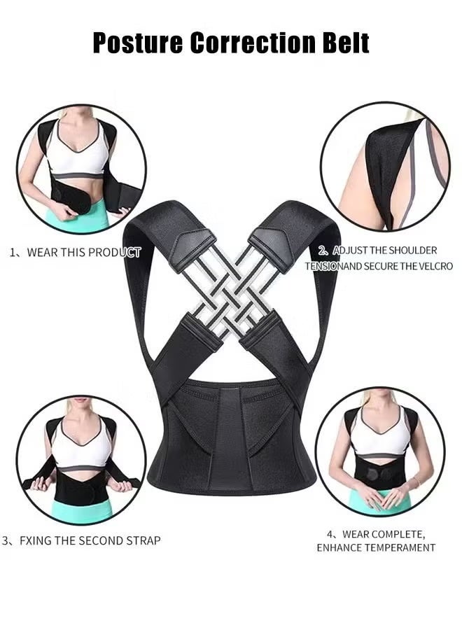 Back Brace and Posture Corrector Back Straightener Belt Back Support Helps Hunchback Correction and Relieve Shoulder Neck Back Pain(L) - Image 2