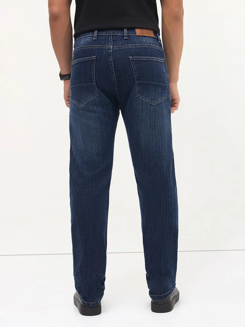 Urbano Fashion  Urbano Fashion Men's Blue Straight Fit Washed Denim Jeans Stretchable  | Best Price UAE