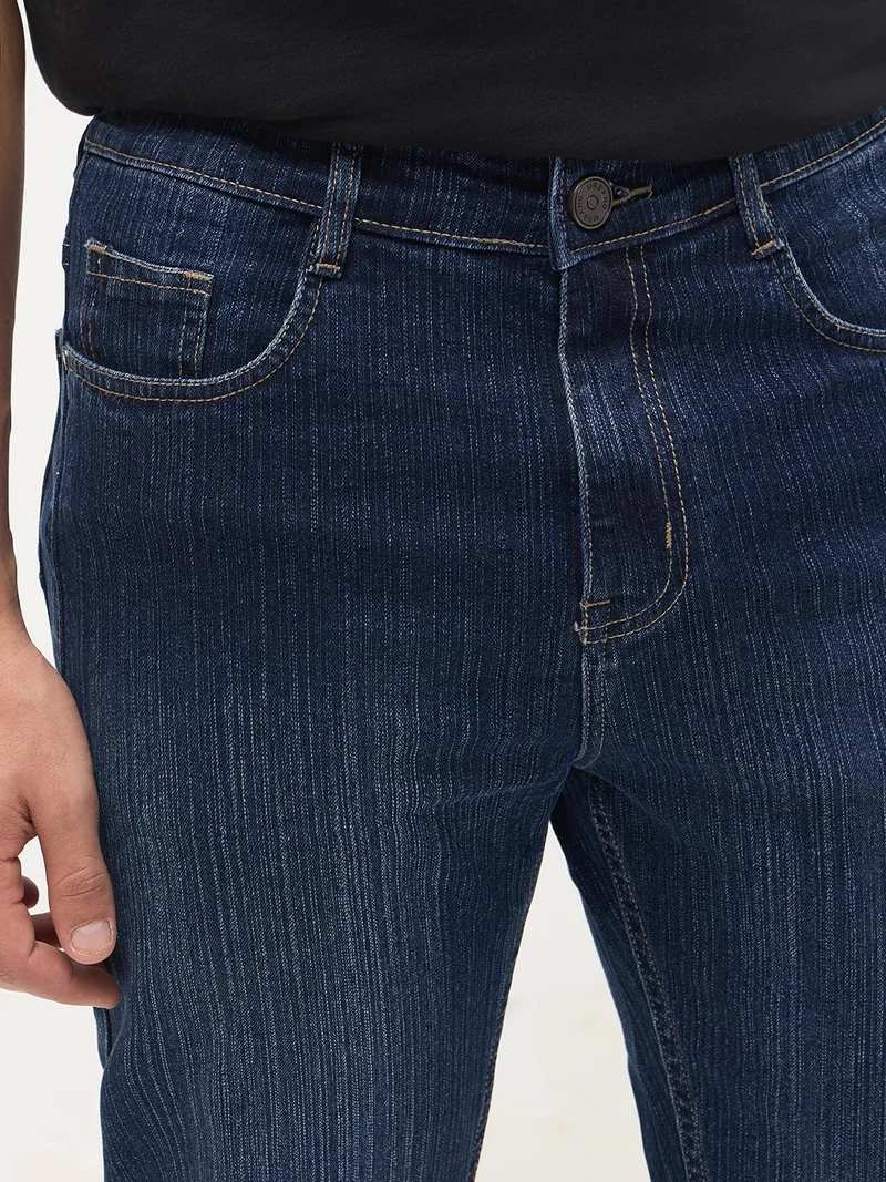 Urbano Fashion  Urbano Fashion Men's Blue Straight Fit Washed Denim Jeans Stretchable  | Best Price UAE