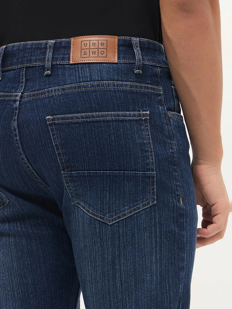 Urbano Fashion  Urbano Fashion Men's Blue Straight Fit Washed Denim Jeans Stretchable  | Best Price UAE