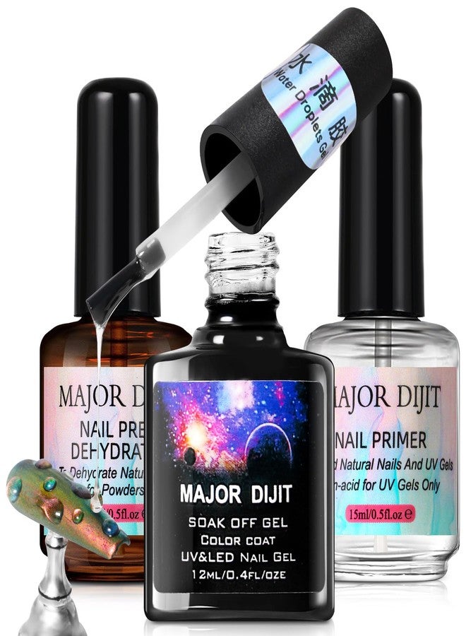 Major Dijit Nail Dehydrator and Nail Primer with Water Droplet Clear Blooming Gel Set,Natural Nail Prep Dehydrate and Acid-Free Primer for Gel Nail Polish - Image 1