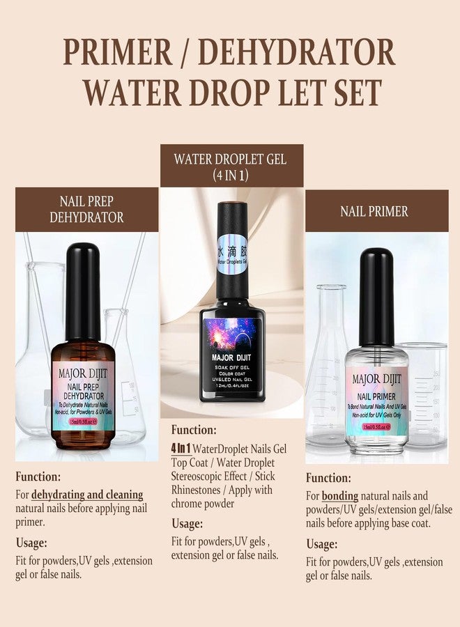 Major Dijit Nail Dehydrator and Nail Primer with Water Droplet Clear Blooming Gel Set,Natural Nail Prep Dehydrate and Acid-Free Primer for Gel Nail Polish - Image 3