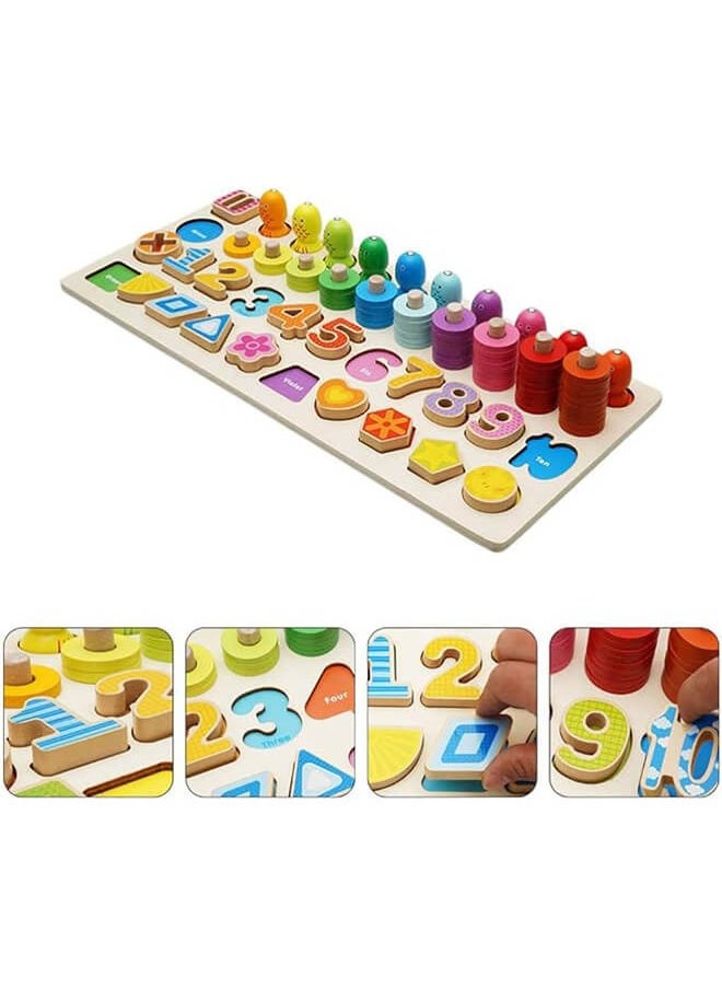5-in-1 Safe Montessori Educational Toy – Shape Matching, Number Sorting, Fishing, Stacking & Ring Toss for Kids 2+