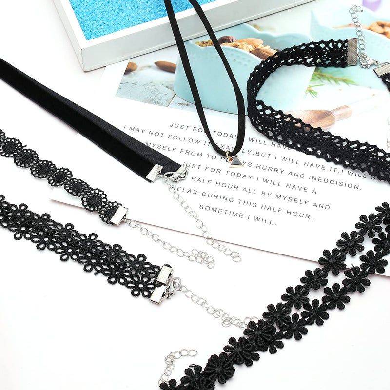 Akstore Velvet Choker Classic Choker Necklace Womens Layered Cute Black (Black 6 pcs) - Image 4