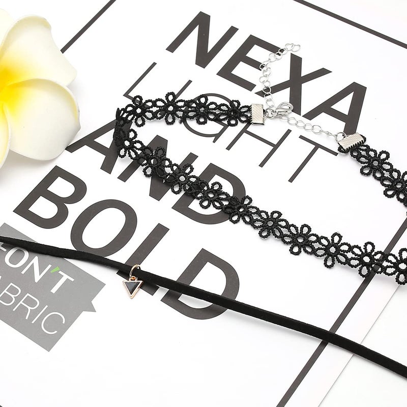 Akstore Velvet Choker Classic Choker Necklace Womens Layered Cute Black (Black 6 pcs) - Image 3