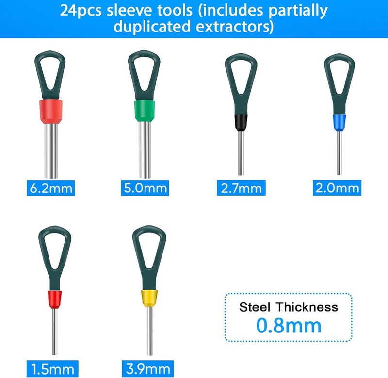 Kikerike Terminal Removal Tool Kit 92 Pcs Depinning Tool Electrical Connector Pin Removal Tool Kit Pin Extractor Tool Set Wire Terminal Release Tool for Automotive Car Household Devices - Image 5
