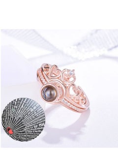MissTiara 2Pcs/Set 100 Languages I Love You Projection Rings for Women Men Jewelry Romantic Love Memory Princess Crown Couple Rings  - Image 5