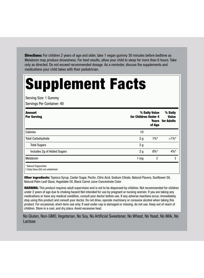 Piping Rock Piping Rock Kids Melatonin Gummy 1mg | 40 Gummies | Cherry Flavor | Vegan, Non-GMO, Gluten Free Supplement  - Image 2
