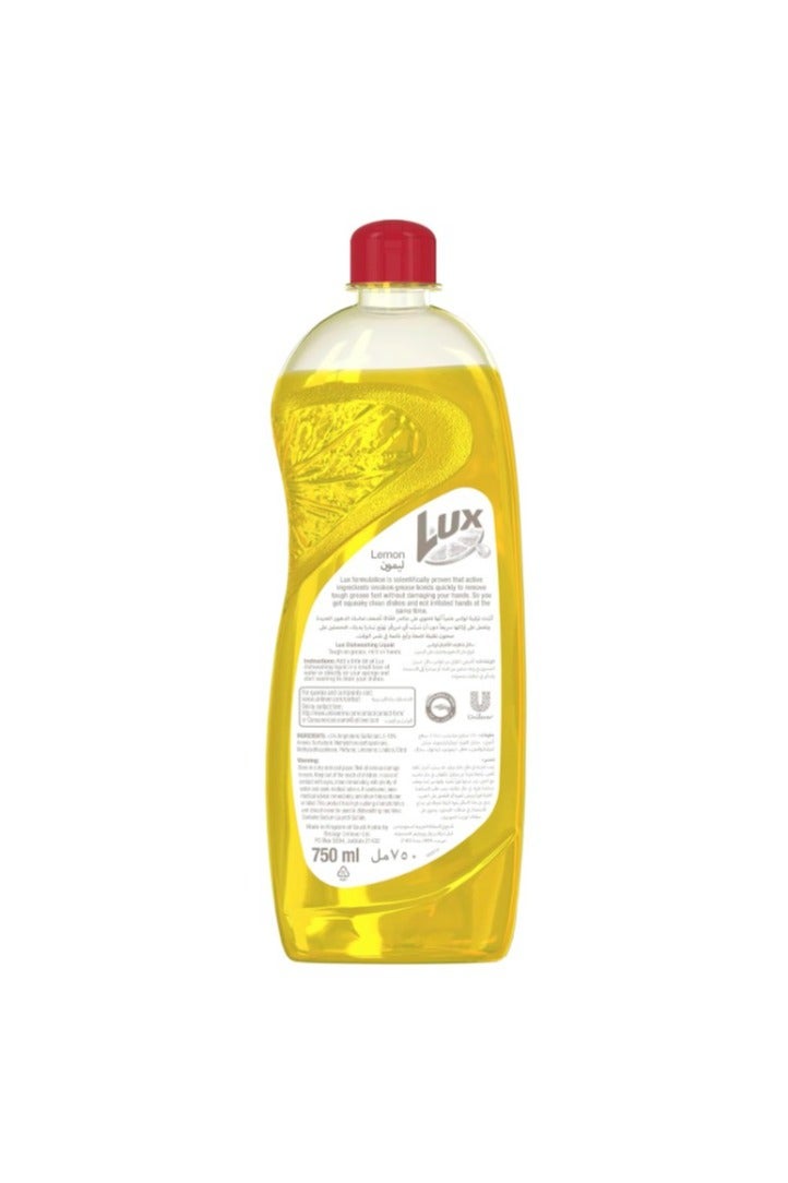 LUX Dishwash Liquid, for sparkling clean dishes, Lemon, tough on grease, mild on hands, 2 x 750ml - Image 2