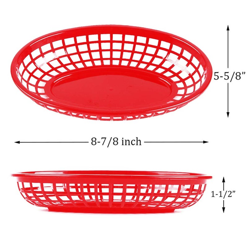 Kingrol 50 Pack Oval Fast Food Baskets, Plastic Storage Basket Bin for Home, Office, School, Picnic - Image 2