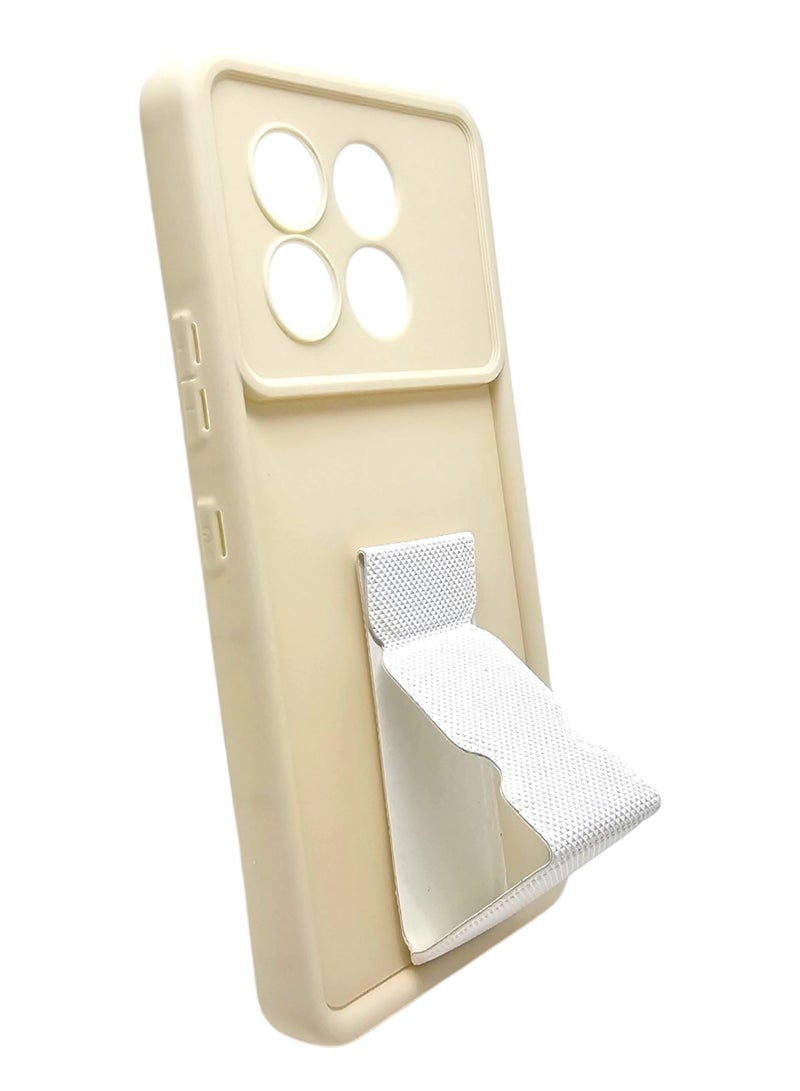 Silicone Back Cover With Holder For Infinix Note 40 5G - Beige - Image 1