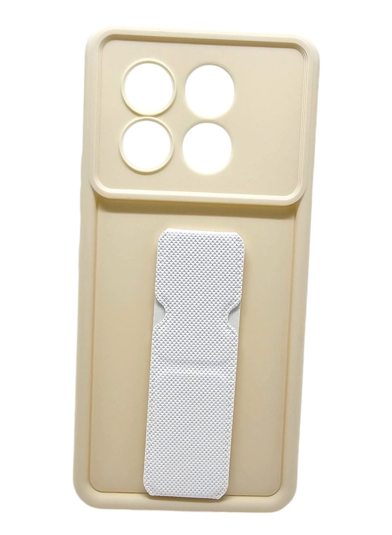 Silicone Back Cover With Holder For Infinix Note 40 5G - Beige - Image 3
