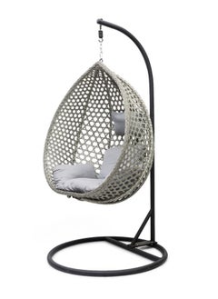 Best Hanging swing chair | Hanging Egg Indoor Outdoor Patio Wicker Rattan Swing Chair with UV Resistant Random Washable Cushions & Iron Frame for Garden, Living Room & Backyard & (Grey)