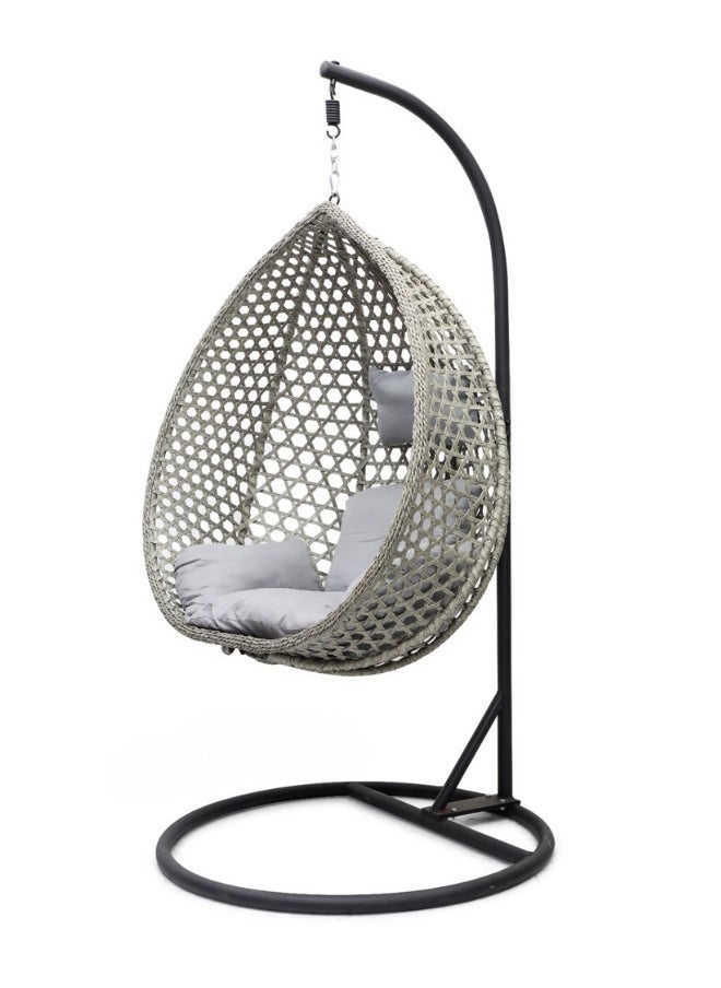 ALWASIT HOME - Best Hanging swing chair | Hanging Egg Indoor Outdoor Patio Wicker Rattan Swing Chair with UV Resistant Random Washable Cushions & Iron Frame for Garden, Living Room & Backyard & (Grey) - Image 1