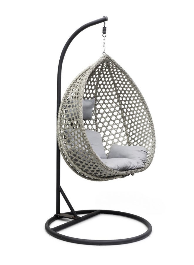 ALWASIT HOME - Best Hanging swing chair | Hanging Egg Indoor Outdoor Patio Wicker Rattan Swing Chair with UV Resistant Random Washable Cushions & Iron Frame for Garden, Living Room & Backyard & (Grey) - Image 1