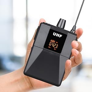 kh UHF Wireless Microphone System Portable Professional Cordless Microphone Set with 2 Headset, 2 Lavalier, 2 Beltpack Transmitter, 1 Receiver - Karaoke & Conference (2 Headset 2 Collar) - Image 2