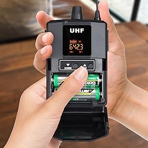 kh UHF Wireless Microphone System Portable Professional Cordless Microphone Set with 2 Headset, 2 Lavalier, 2 Beltpack Transmitter, 1 Receiver - Karaoke & Conference (2 Headset 2 Collar) - Image 4