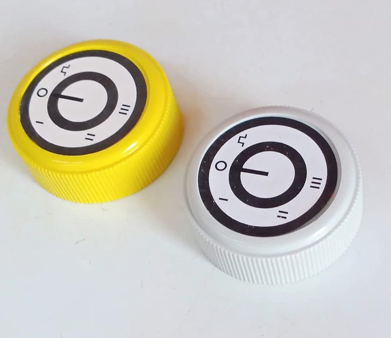 Generic 2 Pcs Mixer Grinder Speed Control Knob (Gray & Yellow, Plastic, Round, 4.5 x 1.5cm, 6mm D Model Hole) - Image 1