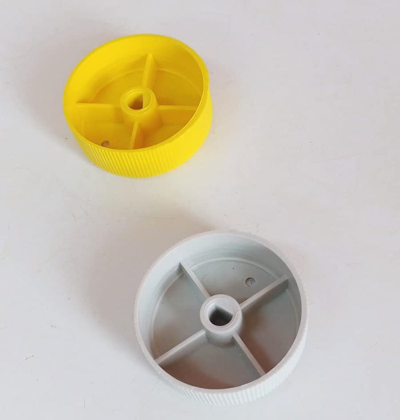 Generic 2 Pcs Mixer Grinder Speed Control Knob (Gray & Yellow, Plastic, Round, 4.5 x 1.5cm, 6mm D Model Hole) - Image 2