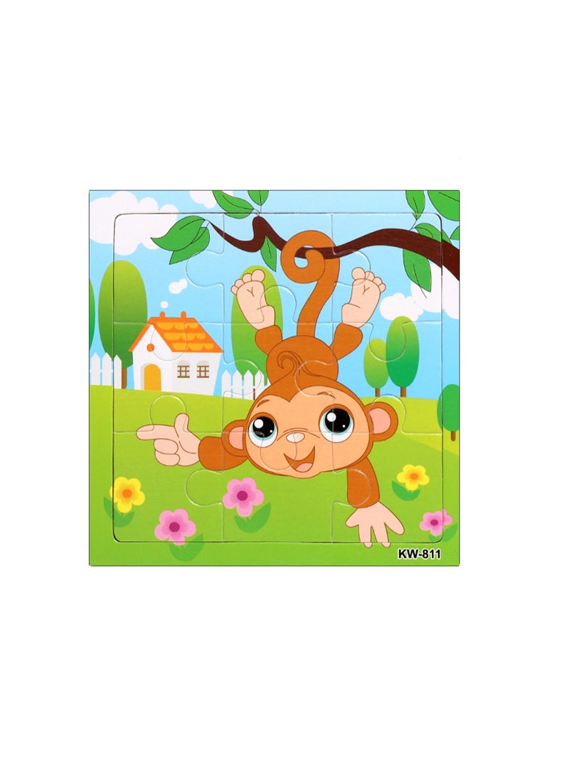 الأطفال التعليمية خشبية الكرتون القرد بانوراما الألغاز مناسبة هدية 14.8 سنتيمتر * 14.8 سنتيمتر حقيبة حزمة