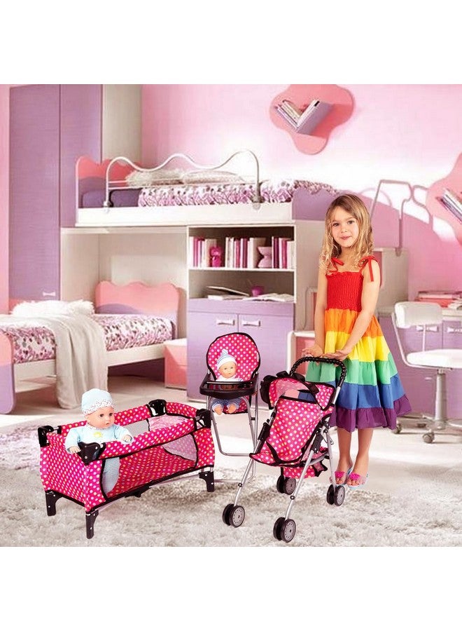 fash n kolor 4 Piece Doll Play Set, includes - 1 Pack N Play. 2 Doll Stroller 3.Doll High Chair. 4.Infant Seat, Fits Up to 18'' Doll (4 Piece Set) - Image 2