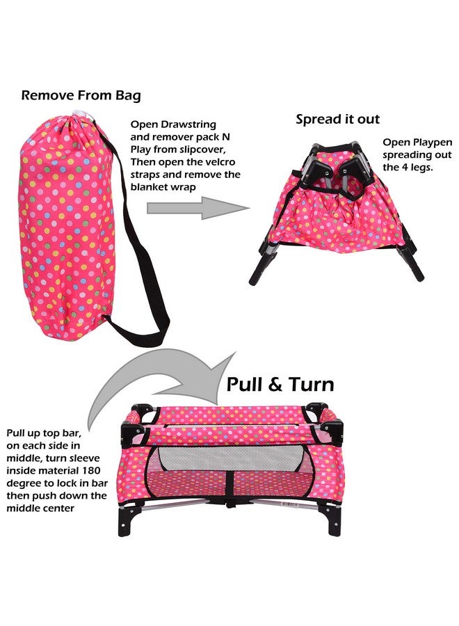 fash n kolor 4 Piece Doll Play Set, includes - 1 Pack N Play. 2 Doll Stroller 3.Doll High Chair. 4.Infant Seat, Fits Up to 18'' Doll (4 Piece Set) - Image 5