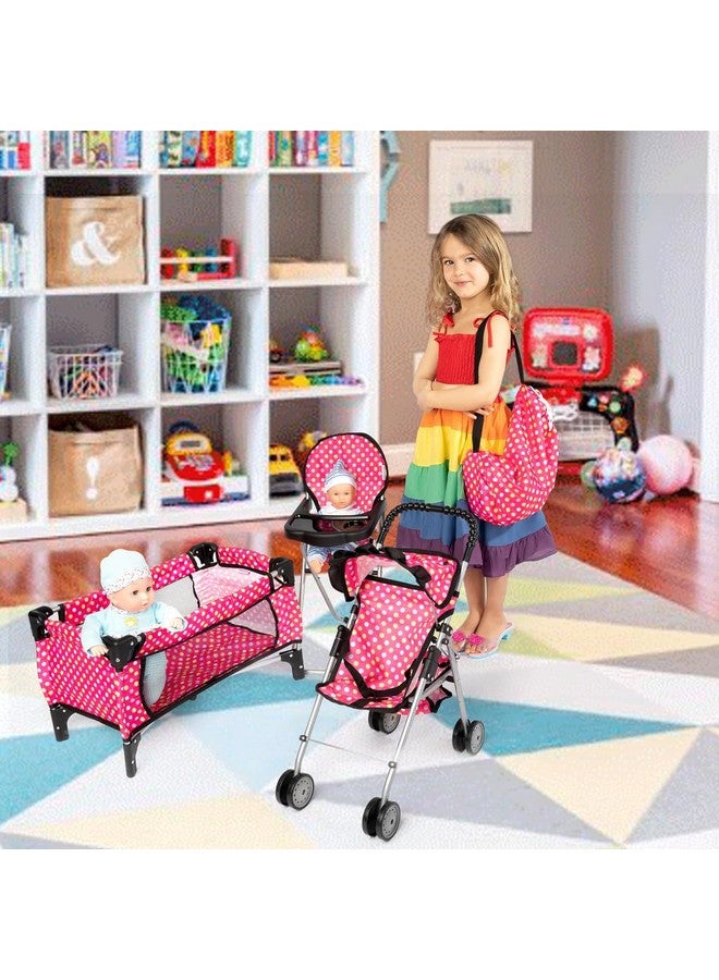 fash n kolor 4 Piece Doll Play Set, includes - 1 Pack N Play. 2 Doll Stroller 3.Doll High Chair. 4.Infant Seat, Fits Up to 18'' Doll (4 Piece Set) - Image 3
