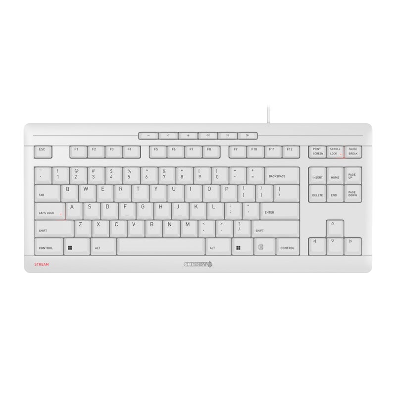 Cherry Stream Keyboard TKL Wired USB Keyboard TenKeyLess Compact Version Without Number Pad. Super Silent Keystroke. Ideal for Office and Industrial Use. White - Image 1