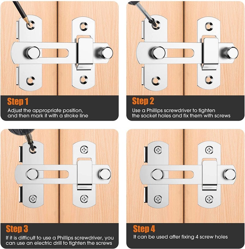 BIRZAR BIRZAR 90 Degree flip Door Lock Door Lock Lock Right Angle Curved Door Buckle Door Buckle Bolt barn Door Lock Sliding Door Lock Button Sliding Door Lock Special Door Lock  - Image 5