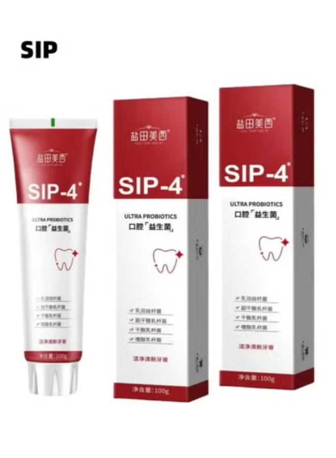 SIP-4 Super Whitening Toothpaste, SIP-4 Probiotic Whitening Toothpaste, Probiotic Whitening Toothpaste, SIP-4 Paste Oral Health Management, Fresh Breath (Red) - Image 1