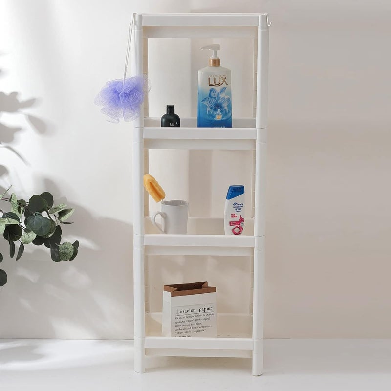 Homestic Bathroom Shelf|4 Layer Rack for Storage|Plastic Shelf for Bathroom, Kitchen|Bathroom Shelf Organizer|White - Image 1