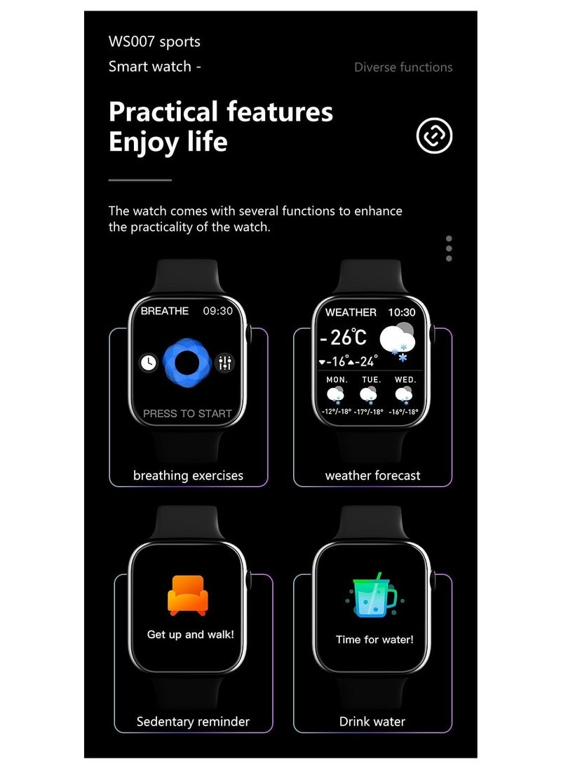 Generic - WS007 Smart Watch 2.0 Inch Wireless Charging Bluetooth NFC-BLACK - Image 1