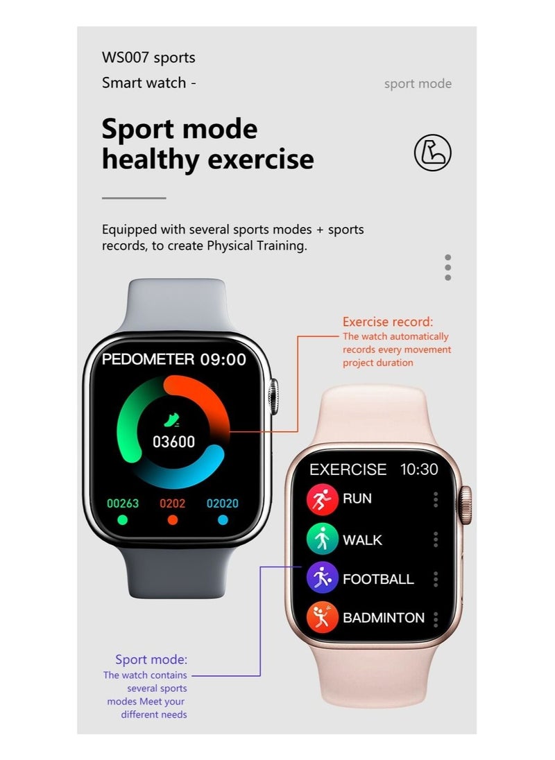 Generic - WS007 Smart Watch 2.0 Inch Wireless Charging Bluetooth NFC-BLACK - Image 1