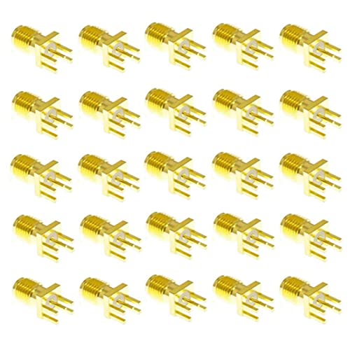 bnafes 25PCS SMA Female PCB Panel Edge Mount Plug with 4 Pins Stand Straight Connector RF Coax Coaxial Adapter - Image 1