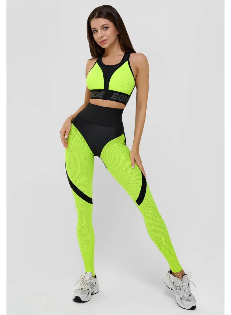 Bona Fide Extra Push Up Corsage "Neon Yellow" Extra High Waist Tummy Control Gym Leggings for Women for Women | Best Price UAE