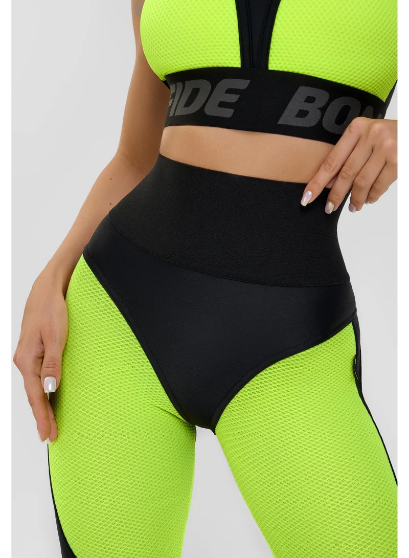 Bona Fide Extra Push Up Corsage "Neon Yellow" Extra High Waist Tummy Control Gym Leggings for Women for Women | Best Price UAE