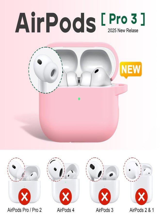 R-fun for AirPods Pro 3 Case (2025), Soft Silicone Protective Case Cover Compatible with Apple AirPods Pro 3rd Generation (USB-C Cable) for Women Men with Cleaning Kit and Keychain, Pink - Image 2