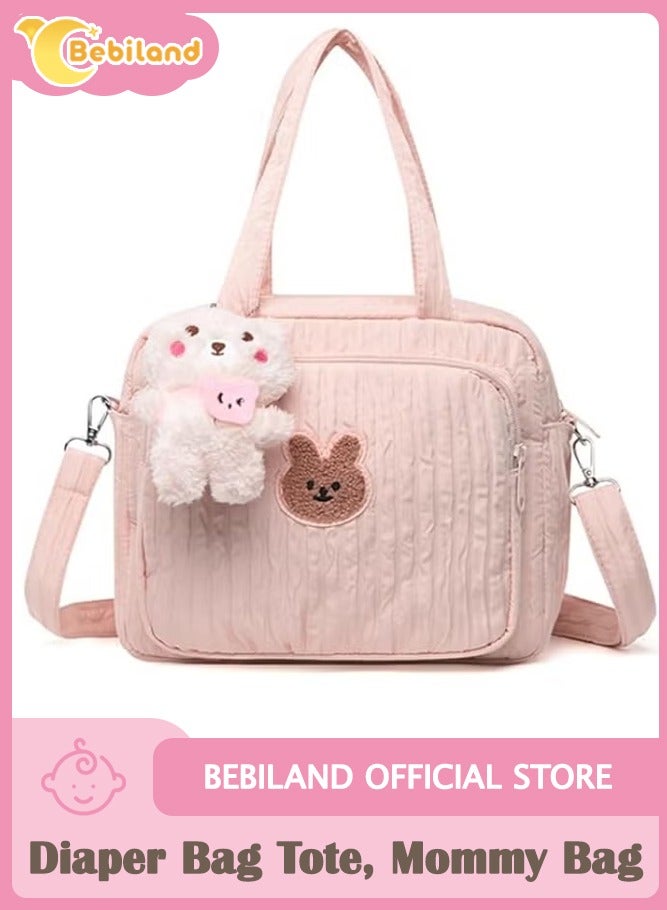 بيبي لاند حقيبة حفاضات كبيرة للبنات، حقيبة أم مبطنة من القطن، حقيبة حفاضات للأطفال، حقيبة سفر للحفاضات، حقيبة أمومة متعددة الوظائف، حقيبة تخزين للسفر، حقيبة حمل للحفاضات بدون دمية - Image 1