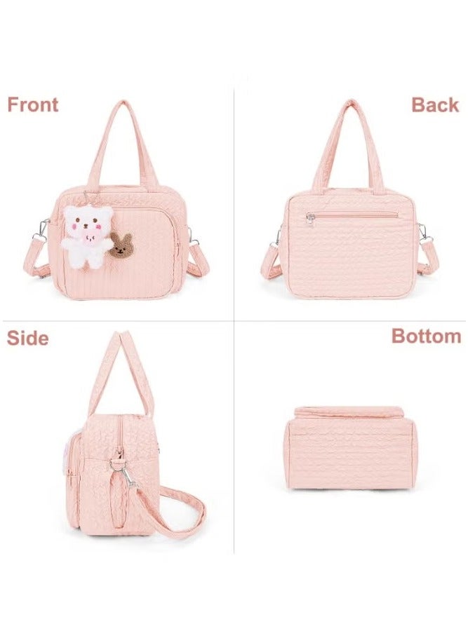 بيبي لاند حقيبة حفاضات كبيرة للبنات، حقيبة أم مبطنة من القطن، حقيبة حفاضات للأطفال، حقيبة سفر للحفاضات، حقيبة أمومة متعددة الوظائف، حقيبة تخزين للسفر، حقيبة حمل للحفاضات بدون دمية - Image 4